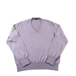 Loro Piana Purple Cashmere Silk V Neck Men's Sweater Size 52 Mint